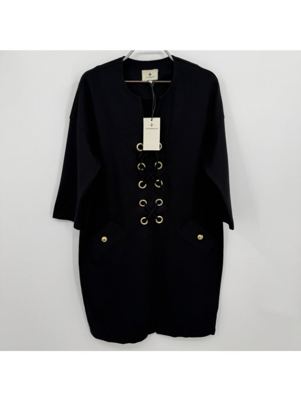 Tuckernuck Black Ellington Lace-up Dress size S Small Stretch Shift Nautical NWT - Picture 2 of 8
